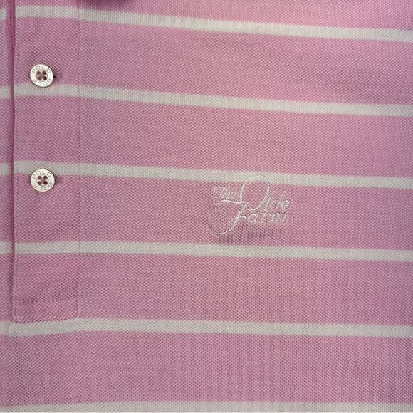 Ralph Lauren Polo Golf Shirt Mens Medium Pink Striped Olde Farm Golf Pima Casual - Picture 6 of 16